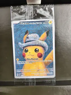 Pokemon x Van Gogh Museum Pikachu with Grey Felt Hat Promo Card SVP 085 Sealed - Image 1