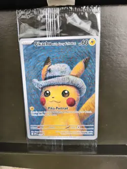 Pokemon x Van Gogh Museum Pikachu with Grey Felt Hat Promo Card SVP 085 Sealed - Image 3
