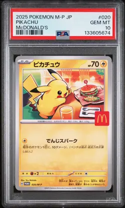 Pikachu 020/M-p McDonald's Happy Set Promo Pokemon Card PSA 10 Gem MT Burgerchu - Image 1