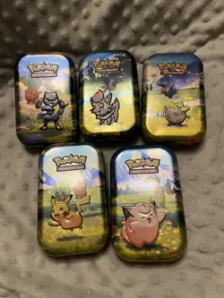 Pokemon Ascended Heroes OPENED 5 Mini Tin Complete Art Set with ~200 bulk card - Image 1