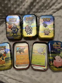 Pokemon Ascended Heroes OPENED 5 Mini Tin Complete Art Set with ~200 bulk card - Image 2