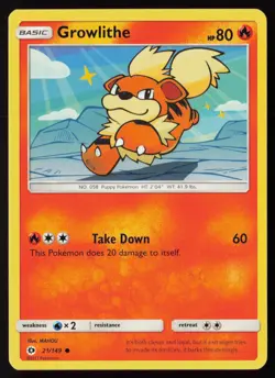 Pokemon Growlithe 21/149 SM Base Set Non-Holo Pack Fresh - NM - Image 1