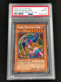 Yugioh 2003 Dark Magician Girl 1st MFC-000 PSA 8 Secret Rare - Image 1