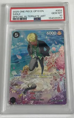2025 ONE PIECE OP10-ROYAL BLOOD SPECIAL ALTERNATE ART #003 SANJI PSA 10 - Image 1
