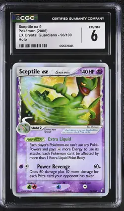 CGC 6 Sceptile EX 96/100 Holo EX Crystal Guardians Pokemon Card - Image 1