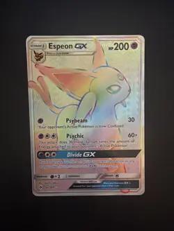 2017 Pokemon TCG Sun & Moon Espeon GX Rainbow Secret Rare Card 152/149 - Image 1