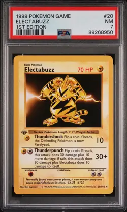 Pokemon Card Electabuzz 20/102 1st Edition PSA 7 Shadowless Base Set - Image 1