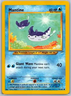 Mantine Neo Destiny 074/105 LP Pokemon Card - Image 1