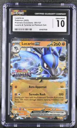 2025 Pokemon Prismatic Evolutions Lucario Ex 051/131 Stamped CGC Grade 10 - Image 1