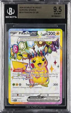2024 POKEMON SSP EN-SURGING SPARKS ULTRA RARE #219 PIKACHU EX BGS 9.5 - Image 1