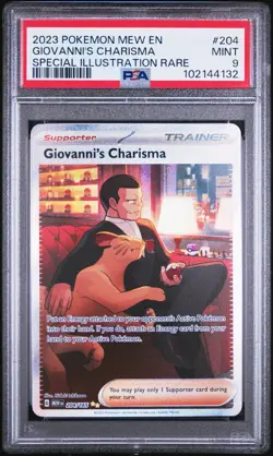 2023 POKEMON MEW EN-151 SPECIAL ILLUSTRATION RARE #204 GIOVANNI'S CHARISMA PSA 9 - Image 1