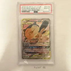 2019 POKEMON SM BLACK STAR PROMO #SM169 FULL ART/EEVEE & SNORLAX GX PSA 10 - Image 1