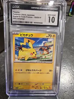 2023 POKEMON JPN SCARLET & VIOLET PROMOS GIFT CAMPAIGN PIKACHU CGC 10 GEM MINT - Image 1