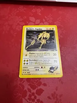 Vintage Pokemon Card Holo Gym Challenge Rocket's Zapdos 15/132 LP - MP - Image 1