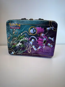 Mega Rayquaza Hoopa Collectors Chest Tin Pokemon Lunchbox Pokemon Cards - Image 1