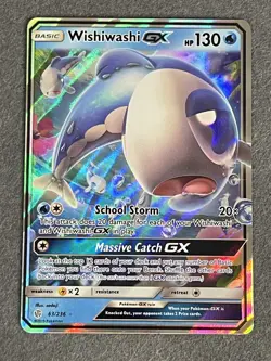 Wishiwashi GX - 63/236 - Pokemon Cosmic Eclipse Sun & Moon Ultra Rare Card NM - Image 1