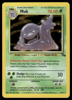 Pokemon Cards Muk 13/62 Fossil Holo Rare NM EBAY LIVE FRIDAY - Image 1
