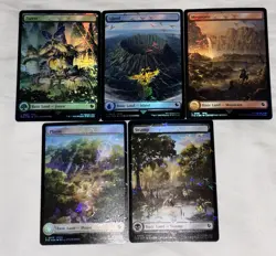 Mtg. Final Fantasy. Foil. Chocobo Track Full Art 5 Basic Land Set. 1 Of Each. Nm - Image 1
