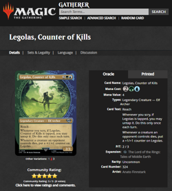 MTG Magic the Gathering Lord of the Rings Surge Foil Legolas Counter of Kills - Image 3