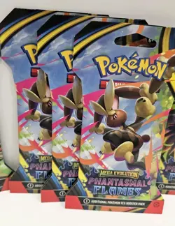 (10) Pokemon Mega Evolution Phantasmal Flames Booster Pack Art Set Lot - Image 3