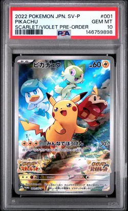2022 POKEMON JAPANESE SV PROMO SCARLET & VIOLET PRE-ORDER #001 PIKACHU PSA 10 - Image 1