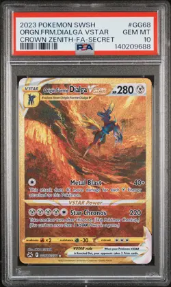 POKEMON SWORD & SHIELD CROWN ZENITH FULL ART/ORIGIN FORME DIALGA VSTAR PSA 10 - Image 1