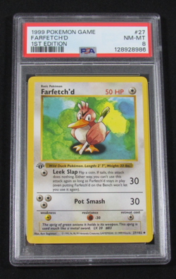 1999 Pokemon Game FARFETCH'D 1ST EDITION 27/102 PSA 8 NM-MT - Image 1