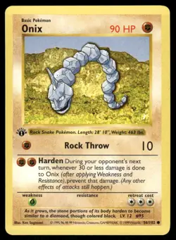 Onix 56/102 1st Edition Base Set Shadowless Common NM EBAY LIVE FRIDAY - Image 1