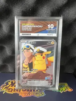 Pokemon Gem Pack - Captain Pikachu 0709 Full Art Holo Exclusive Ace Graded 10 - Image 1