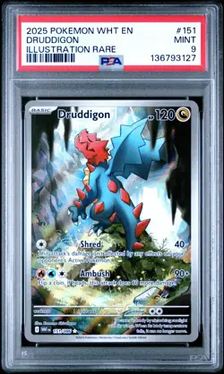 Pokemon TCG Druddigon 151/086 White Flare Illustration Rare PSA 9 - Image 1