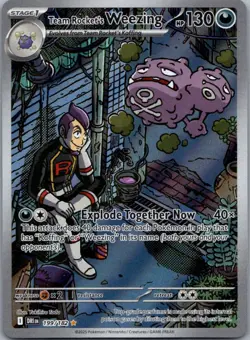 Team Rocket's Weezing 199/182 Illustration Rare Destined Rivals Pokemon Holo NM - Image 1
