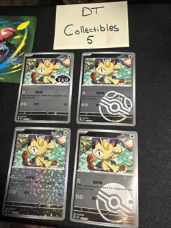 Set Of 4 Meowth Pokemon Gem Pack 3- Masterball / Shiny / Star / Poke Patterns - Image 1