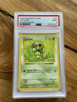 Pokemon Caterpie Base Set Shadowless #45 PSA 9 Mint - Image 1