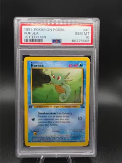 1999 POKEMON WOTC FOSSIL 1ST EDITION #49 HORSEA PSA 10 - Image 1
