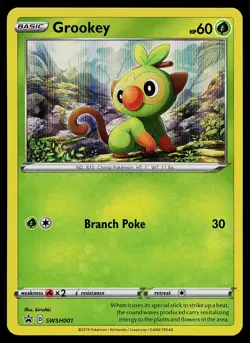 Pokemon Card Sword & Shield Promo Grookey SWSH001 Holo - Image 1