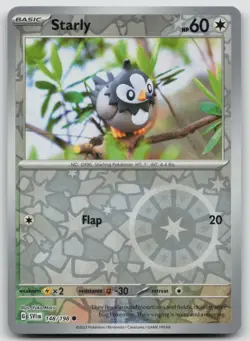 Reverse Holo Starly - 148/198 Scarlet & Violet Yuka Morii Art Pokemon TCG Card - Image 1
