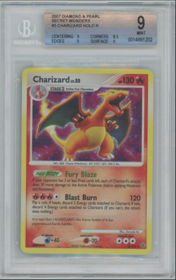 2007 Pokemon Diamond Pearl Charizard Secret Wonders Holo Rare #3 BGS 9 Mint - Image 1