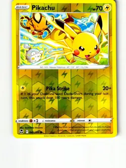 Pikachu 049/195 Common Silver Tempest Pokemon Reverse Holo Lightly Played - Image 1
