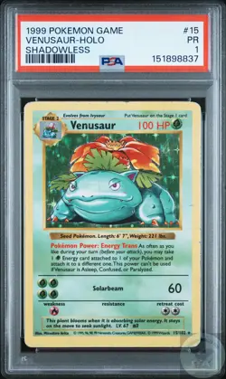 PSA 1 Shadowless Venusaur Holo 15/102 Base Set Pokemon - Image 1