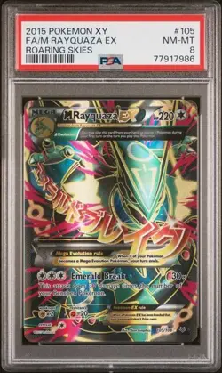 Pokemon M Rayquaza EX XY Roaring Skies Full Art #105 PSA 8 - Image 1