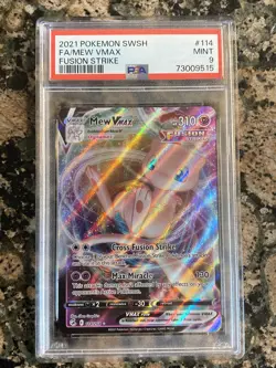 2021 Pokemon SWSH Fusion Strike Mew VMAX #114 PSA MINT 9 - Image 1