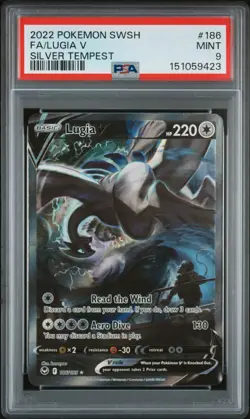 2022 POKEMON SWORD & SHIELD SILVER TEMPEST #186 FULL ART/LUGIA V PSA 9 - Image 1