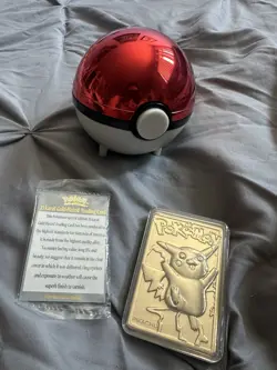 Pikachu 1999 Burger King 23k Gold Plated Card #25- Pokemon TOY Pokeball Vintage - Image 1