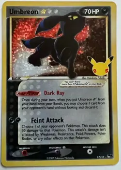 Umbreon Star 17/17 Celebrations: Classic Collection Holo Rare Pokemon TCG NM - Image 1