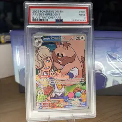 2025 Pokemon SV Destined Rivals #205 Arven’s Greedent IR PSA 9 - Image 1
