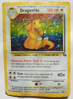 Dragonite Pokemon Card Holo WOTC 4/62 Fossil Set Rare Vintage 1999 Original HP - Image 1