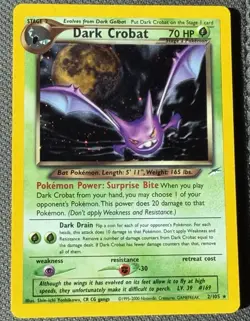 Dark Crobat 2/105 Neo Destiny Holo Rare 70 HP Pokemon TCG Card 🔥 SUPER RARE 🔥 - Image 1