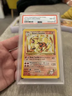PSA 8 NM-MT Gym Challenge Blaine’s Arcanine 1/132 Holo Pokemon Card. Fresh Cert - Image 1