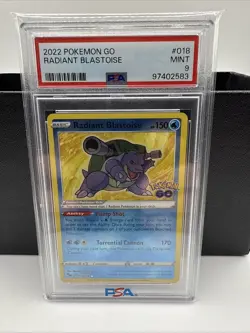 Pokemon 2022 Radiant Blastoise Holo PSA 9 Mint Card 018/078 Pokemon Go - Image 1