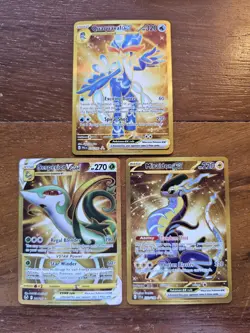 Pokemon Card Lot Of 3 Gold Cards (Quaquaval Ex, Miraidon Ex, Serperior Vstar) - Image 1